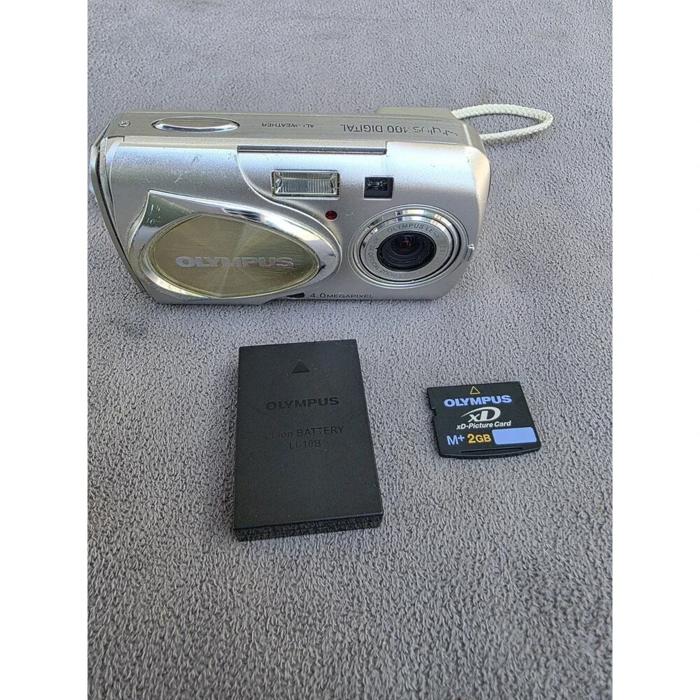 Olympus Stylus 400 Digital Camera W/ Battery& Memory Card, No Charger